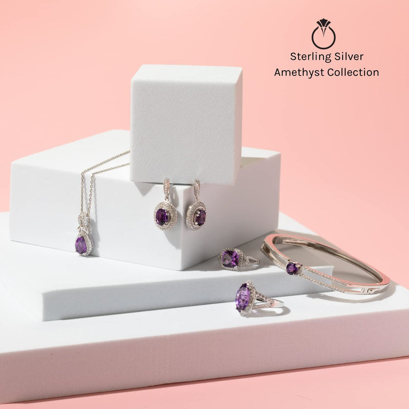 Amethyst Ring Sterling Silver Round Shape 1.75 Carats
