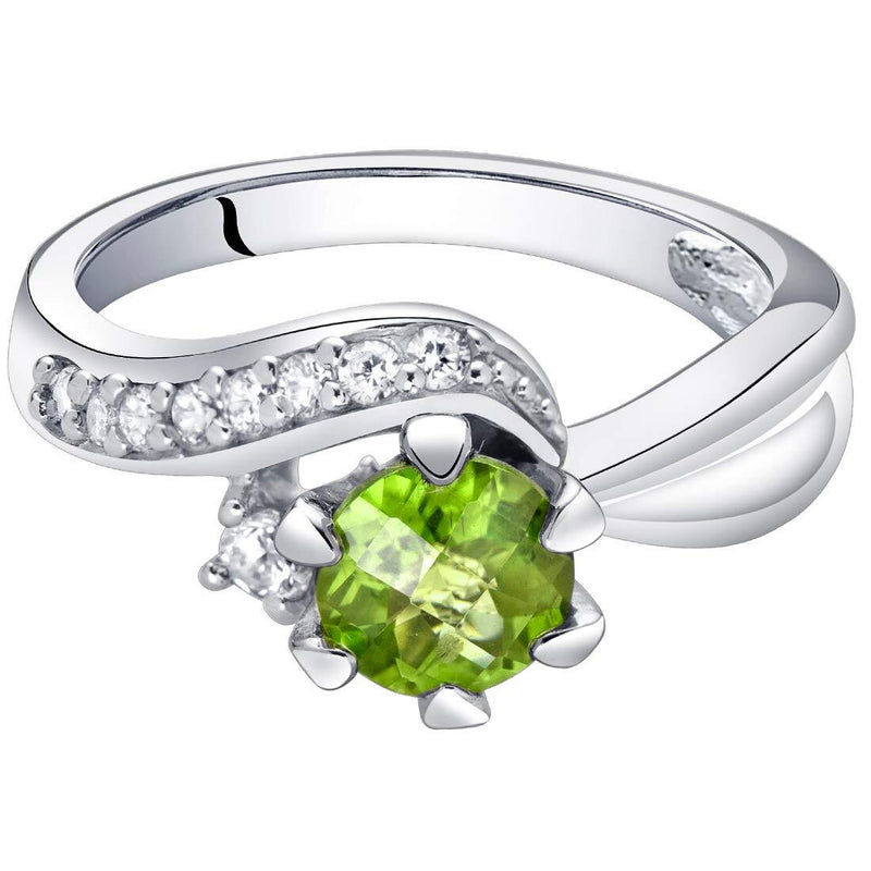 Peridot Ring Sterling Silver Round Shape 0.75 Carats