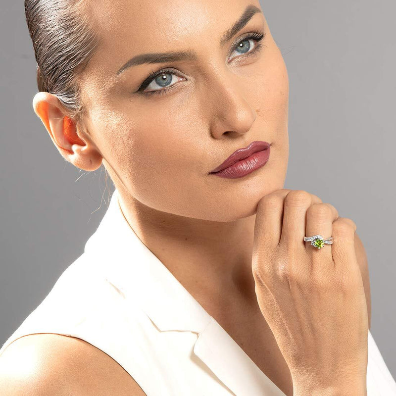 Peridot Ring Sterling Silver Round Shape 0.75 Carats