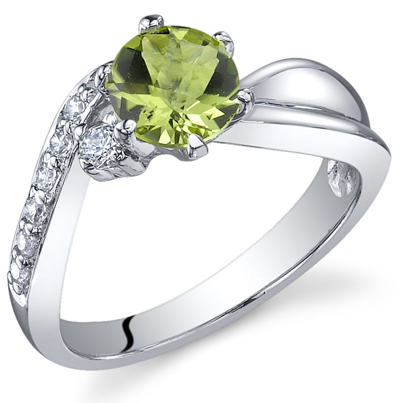 Peridot Ring Sterling Silver Round Shape 0.75 Carats