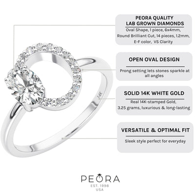 Circle Diamond Ring with Oval Cut Gemstone