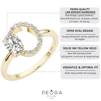 Circle Diamond Ring with Oval Cut Gemstone