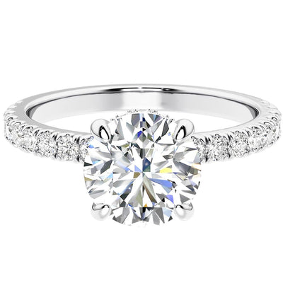 IGI Certified 2 Carats Lab Grown Diamond Engagement Ring Pave Set 14K Gold