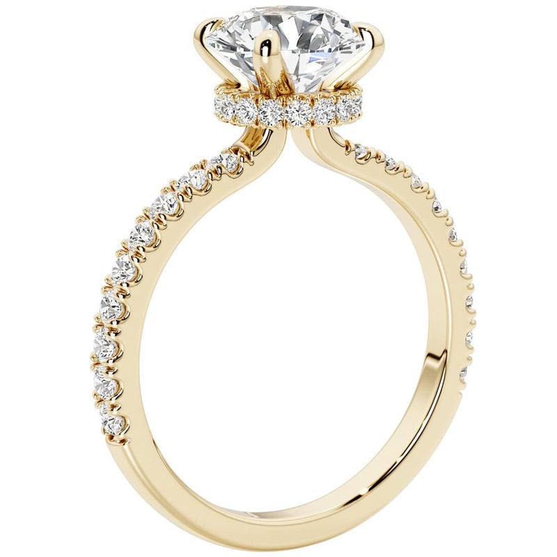 IGI Certified 2 Carats Lab Grown Diamond Engagement Ring Pave Set 14K Gold