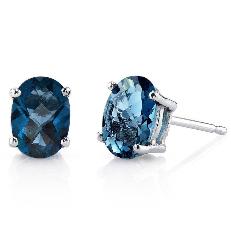 Birthstone Oval Solitaire Stud 14K Gold Earrings