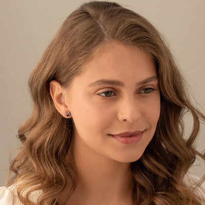 Alexandrite Stud Earrings 14 Karat White Gold Cushion Cut