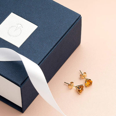 14K Gold Round Solitaire Stud Earrings