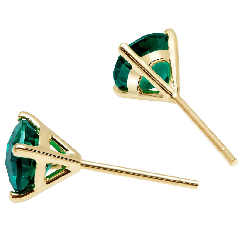 14K Gold Round Solitaire Stud Earrings