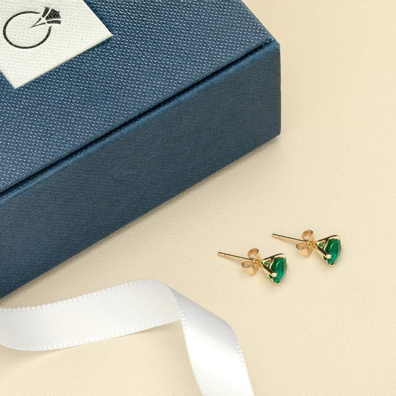 14K Gold Round Solitaire Stud Earrings