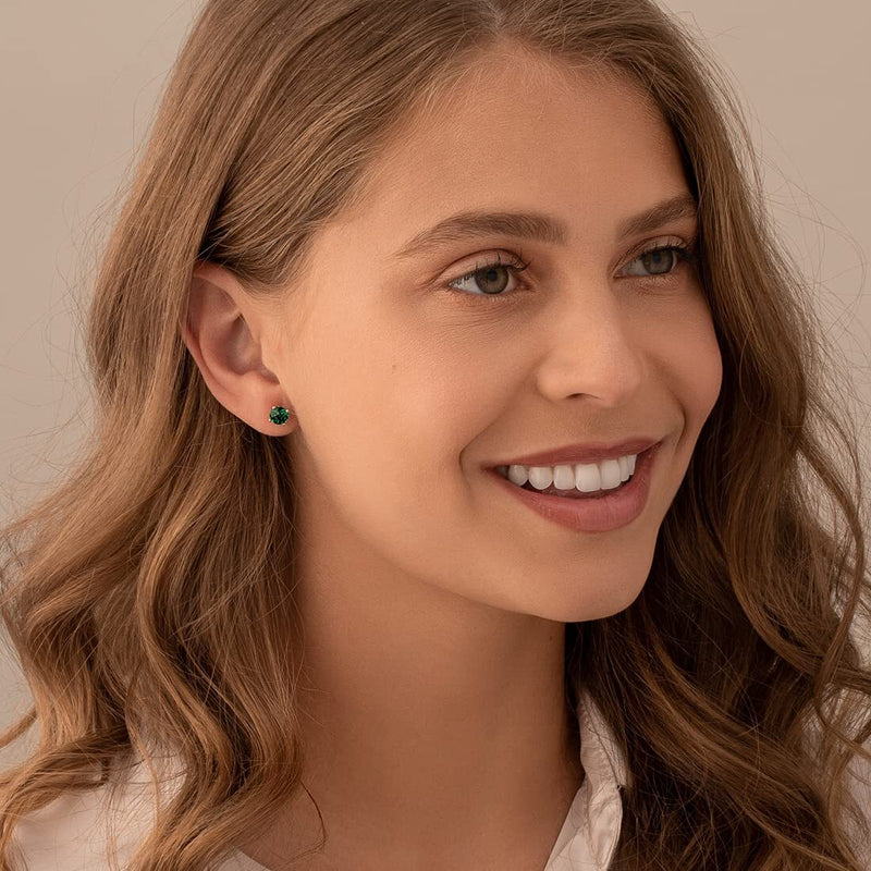 14K Gold Round Solitaire Stud Earrings