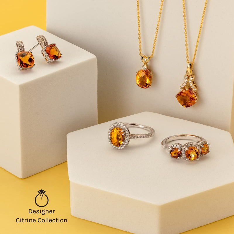 Citrine Pendant Necklace 14K Yellow Gold Round Shape 1.75 Carats