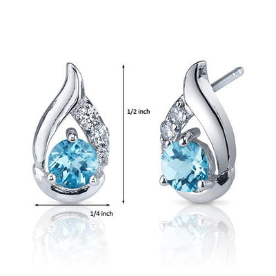 Princess cut gemstone solitaire stud 925 sterling silver earnings - created blue sapphire - sterling silver