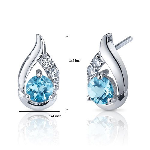 Princess cut gemstone solitaire stud 925 sterling silver earnings - created blue sapphire - sterling silver