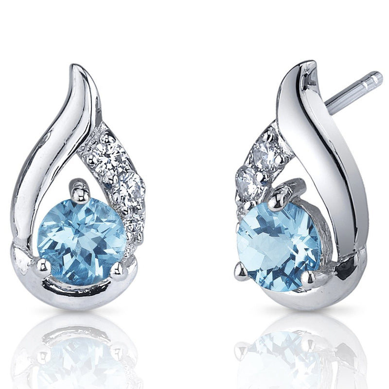 Princess cut gemstone solitaire stud 925 sterling silver earnings - created blue sapphire - sterling silver