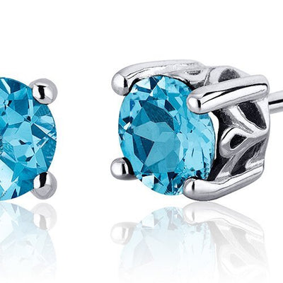 Princess cut gemstone solitaire stud sterling silver earnings - created blue sapphire - sterling silver