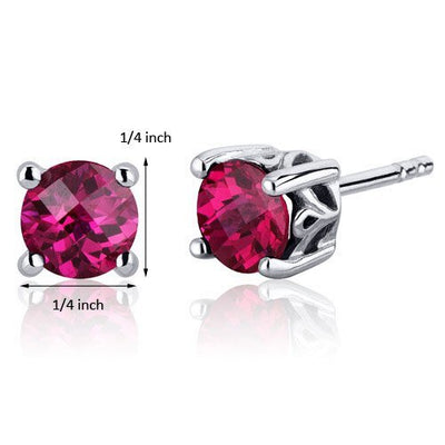 Princess cut gemstone solitaire stud sterling silver earnings - created blue sapphire - sterling silver