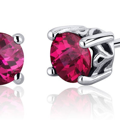 Princess cut gemstone solitaire stud sterling silver earnings - created blue sapphire - sterling silver