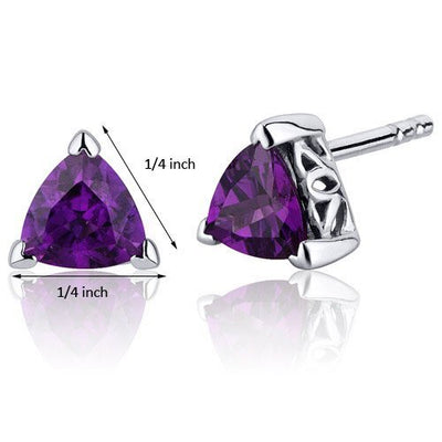 Princess cut gemstone solitaire stud 925 sterling silver earnings - created blue sapphire - sterling silver
