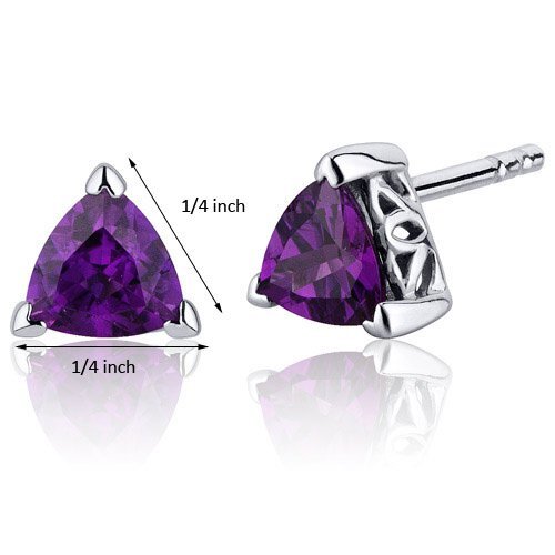 Princess cut gemstone solitaire stud 925 sterling silver earnings - created blue sapphire - sterling silver