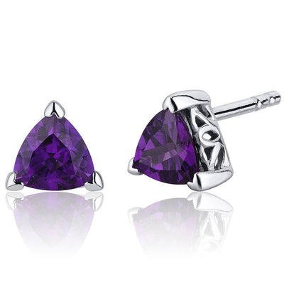Princess cut gemstone solitaire stud 925 sterling silver earnings - created blue sapphire - sterling silver