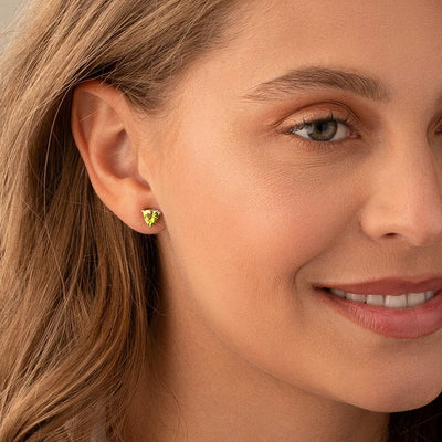 Princess cut gemstone solitaire stud 925 sterling silver earnings - created blue sapphire - sterling silver
