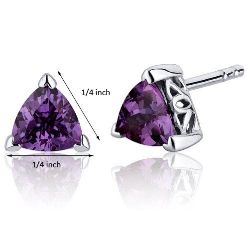 Princess cut gemstone solitaire stud 925 sterling silver earnings - created blue sapphire - sterling silver