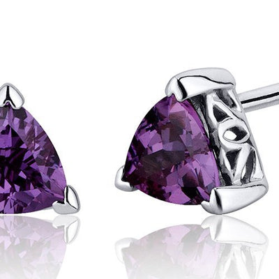 Princess cut gemstone solitaire stud 925 sterling silver earnings - created blue sapphire - sterling silver