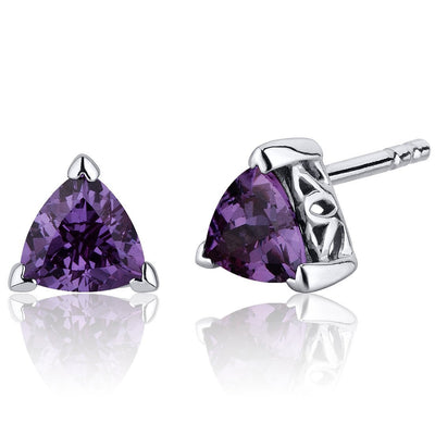 Princess cut gemstone solitaire stud 925 sterling silver earnings - created blue sapphire - sterling silver