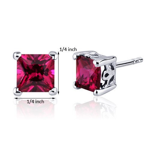 Princess Cut Gemstone Solitaire Stud 925 Sterling Silver Earrings