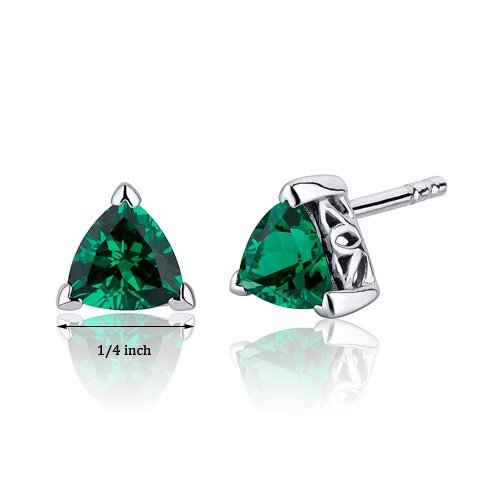 Princess cut gemstone solitaire stud 925 sterling silver earnings - created blue sapphire - sterling silver