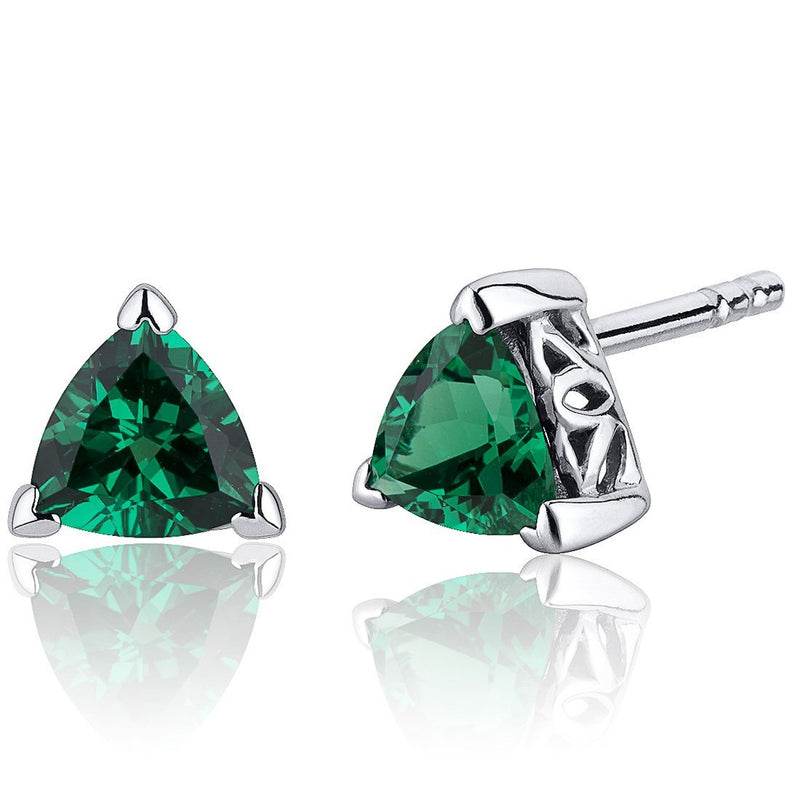 Princess cut gemstone solitaire stud 925 sterling silver earnings - created blue sapphire - sterling silver