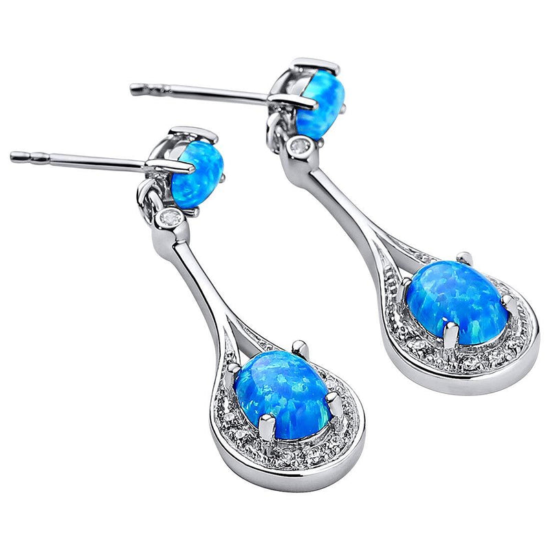 Princess cut gemstone solitaire stud sterling silver earnings - created blue sapphire - sterling silver