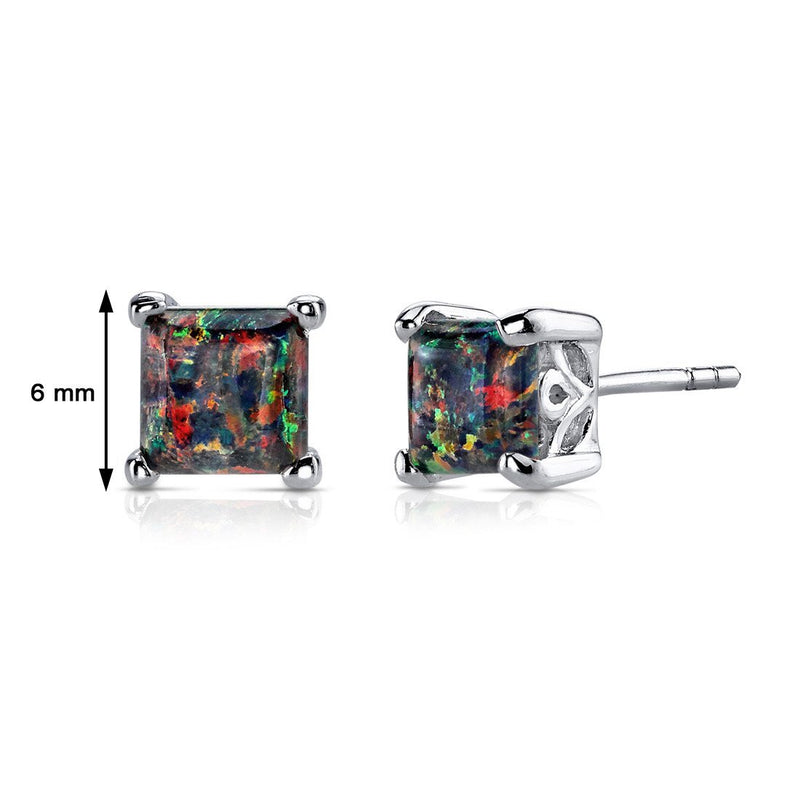 Princess Cut Gemstone Solitaire Stud 925 Sterling Silver Earrings