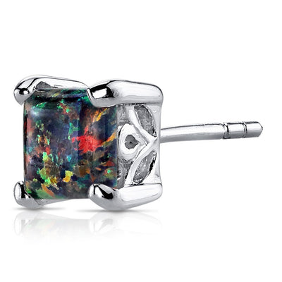 Princess Cut Gemstone Solitaire Stud 925 Sterling Silver Earrings