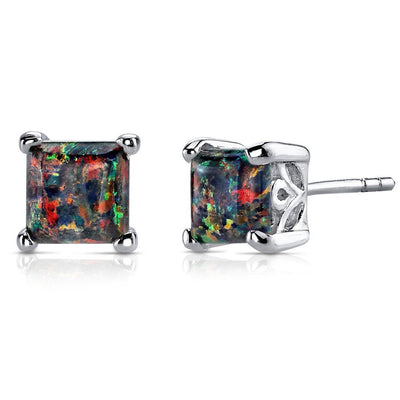 Princess Cut Gemstone Solitaire Stud 925 Sterling Silver Earrings