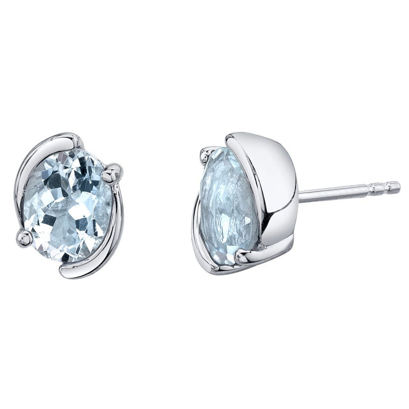 Princess cut gemstone solitaire stud 925 sterling silver earnings - created blue sapphire - sterling silver
