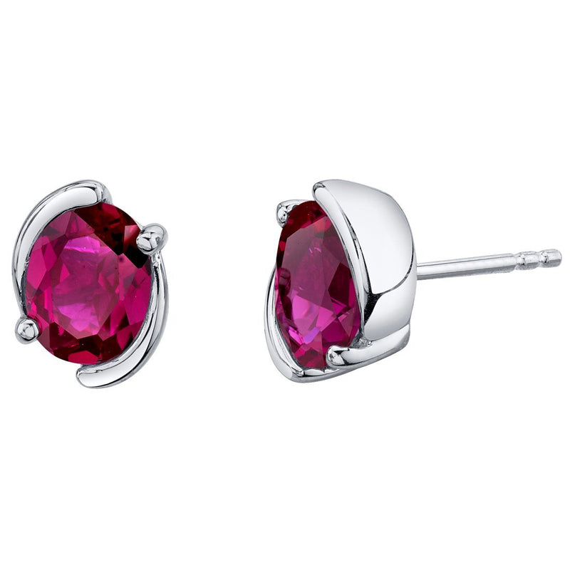 Princess cut gemstone solitaire stud 925 sterling silver earnings - created blue sapphire - sterling silver