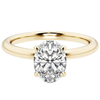IGI Certified Oval Shape Lab Grown Diamond Solitaire Ring 14K Yellow Gold 1 Carat