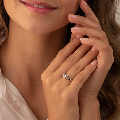 14K White Gold Aquamarine Diamond Solstice Ring 0.75 Carats Sizes 5-9