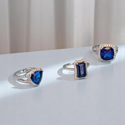 Blue Sapphire Ring Sterling Silver Heart Shape 2 Carats
