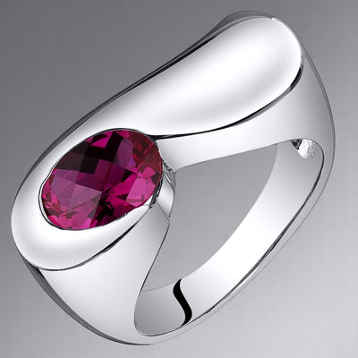 Ruby Ring Sterling Silver Oval Shape 1.75 Carats
