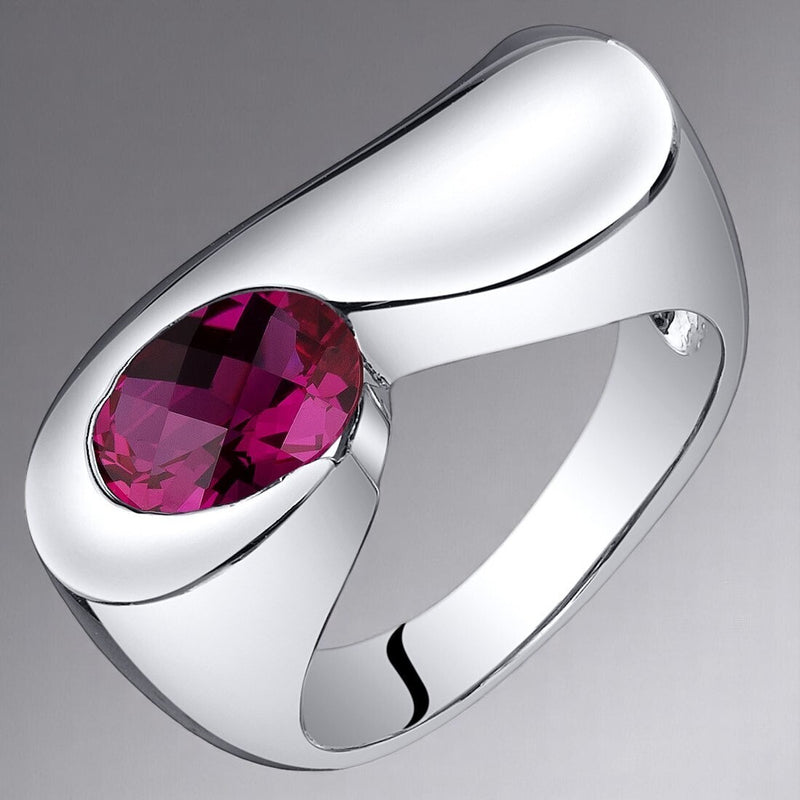Ruby Ring Sterling Silver Oval Shape 1.75 Carats