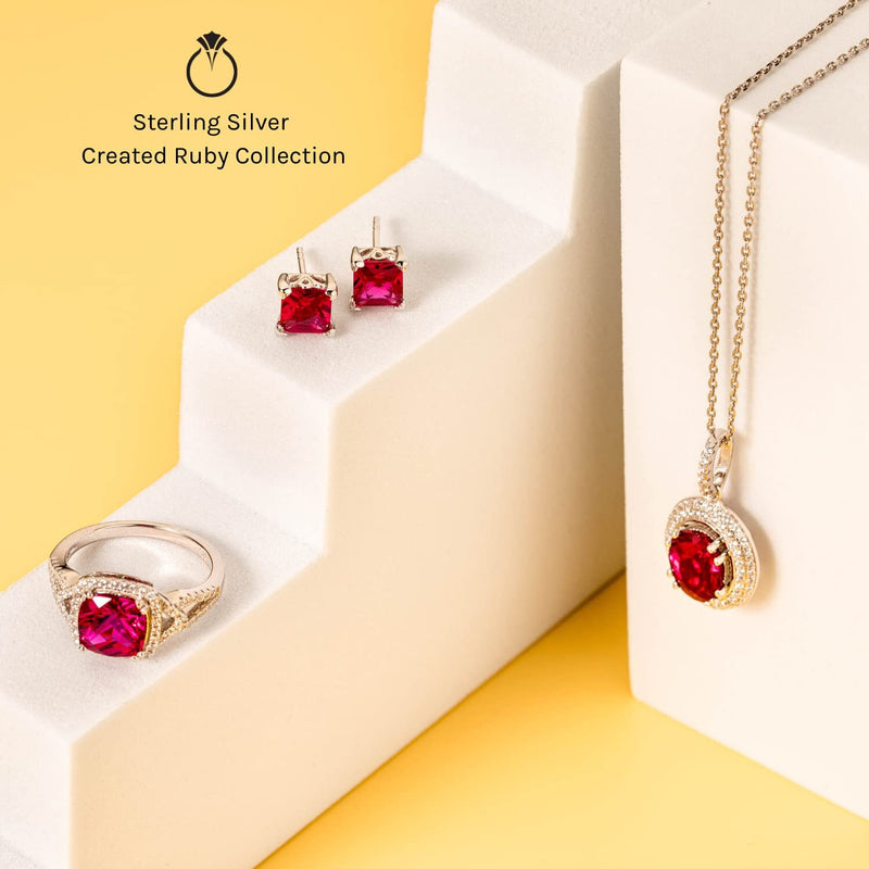 Ruby Ring Sterling Silver Oval Shape 1.75 Carats