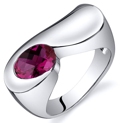 Ruby Ring Sterling Silver Oval Shape 1.75 Carats
