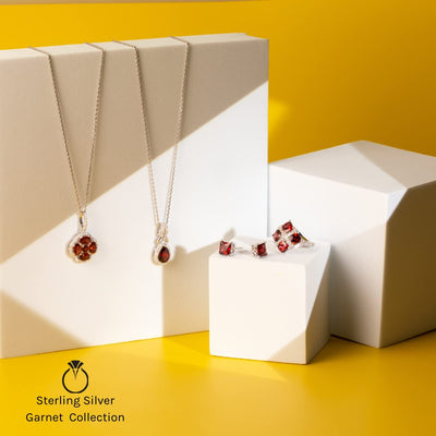 Garnet Ring Sterling Silver Princess Shape 2 Carats