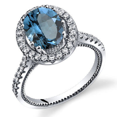 Simulated Alexandrite Halo Milgrain Ring Sterling Silver 2.50 Carats Sizes 5 to 9