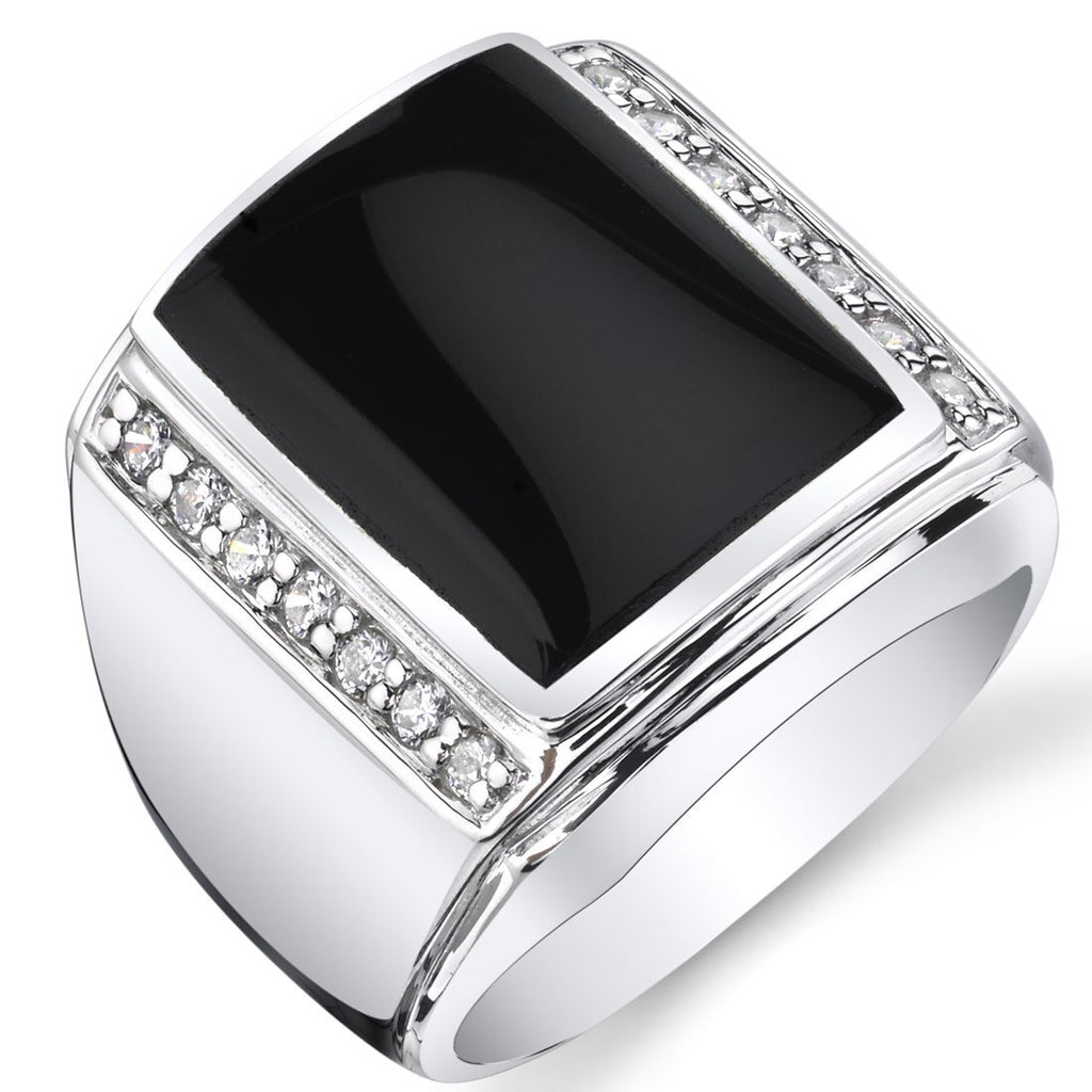 入荷nowオンラインストア Mens Black Onyx Aston 925 Sterling Silver CZ Ring Sizes 8 To アクセサリー