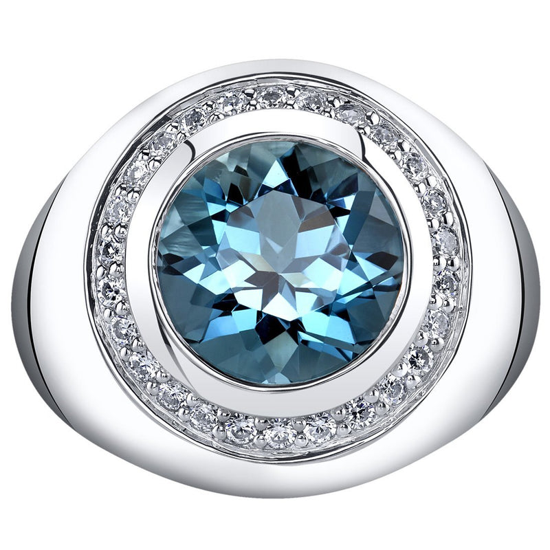 Mens 5.50 Carats London Blue Topaz Signet Ring Sterling Silver Sizes 8 to 13