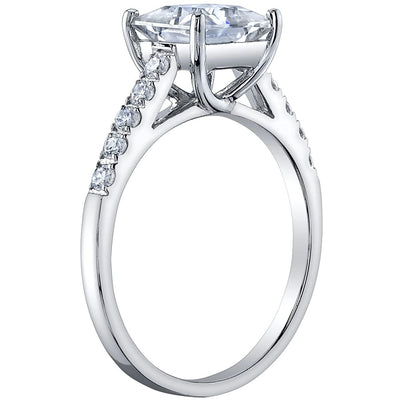 Princess Cut Moissanite Engagement Ring and Wedding Band Bridal Set Sterling Silver 2 Carats