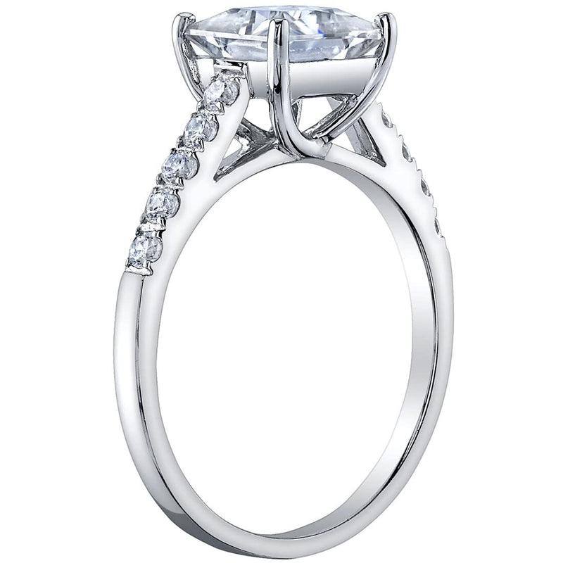 Princess Cut Moissanite Engagement Ring and Wedding Band Bridal Set Sterling Silver 2 Carats